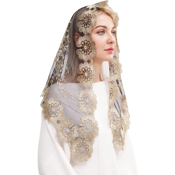 Rosa Spansk Stil Blonde Mantilla Dame Bryllup Hodeplagg Kirkeklede light camel on black