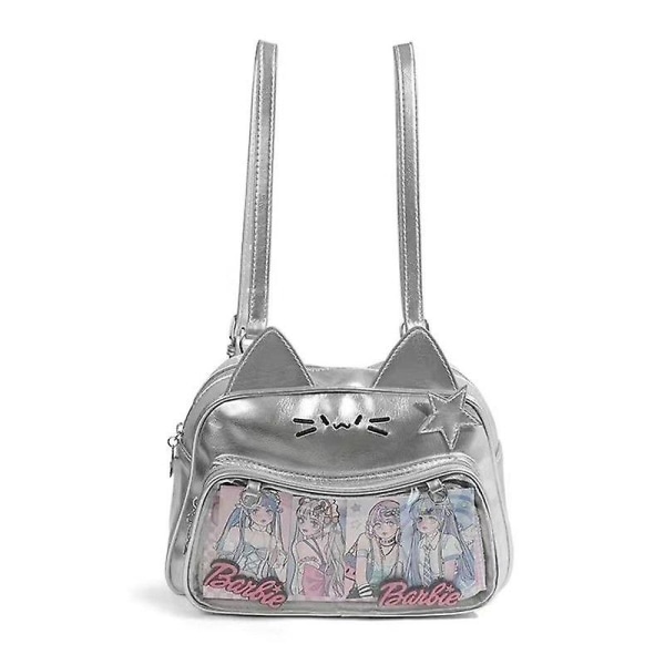 Y2k Japan Kosmisk Mekanisk Kattväska Söt Tecknad Kattöra Liten Ryggsäck Enkel Mångsidig Silverfärgad Stor Kapacitet Axelväskor Backpack