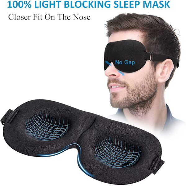 100% Valoa Läpäisemätön 3D Unisilmämaski, Yöaikainen Silmämaski Miehille ja Naisille, 3 kpl.