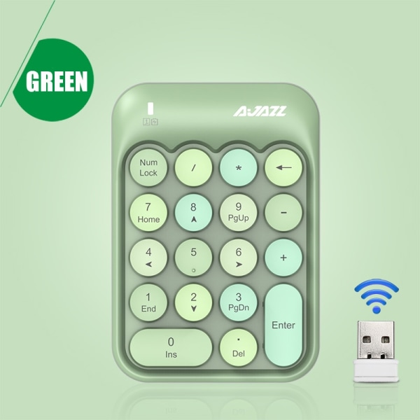 Langaton 308I-näppäimistö 18/84-näppäimet pyöreä näppäinkansi Bluetooth -näppäimistö Kannettava 2,4 GHz:n numeronäppäimistö Mini Mix Green