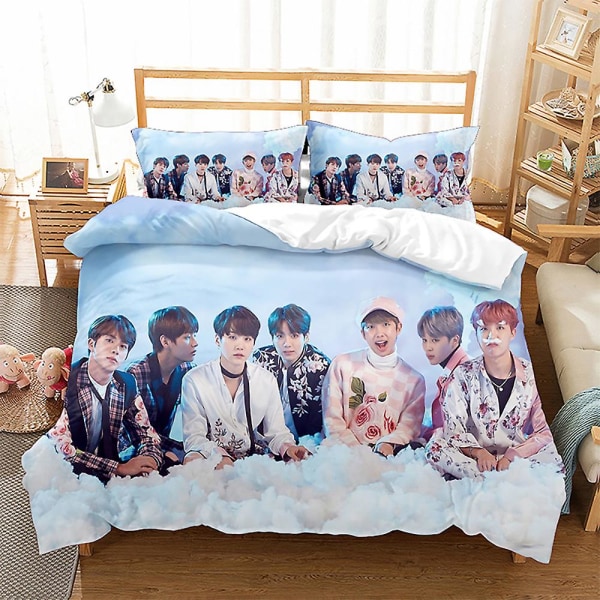Bts 3D-tulostettu vuodevaatesetti pussilakanalla, peitolla ja tyynyliinalla, lasten lahja, väri 1 AU single 140x210cm