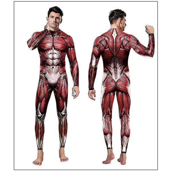 Voksen 1 stk. Muskelprint Catsuit Bodysuit Halloween Kostumer Cosplay XL