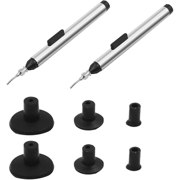 Vakuum Penna Med 3 Sugkoppar Avlödnings Vakuum Penna Smådelar Plockverktyg För Att Plocka Upp Chip, Damfritt Glas (2set, Silver)