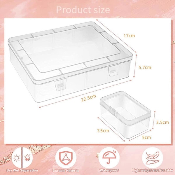Liten Pärlorganisatorlåda, 13 Delar Plastförvaringsfodral Mini Transparenta Pärlförvaringsbehållare Lådor med Gångjärnslock