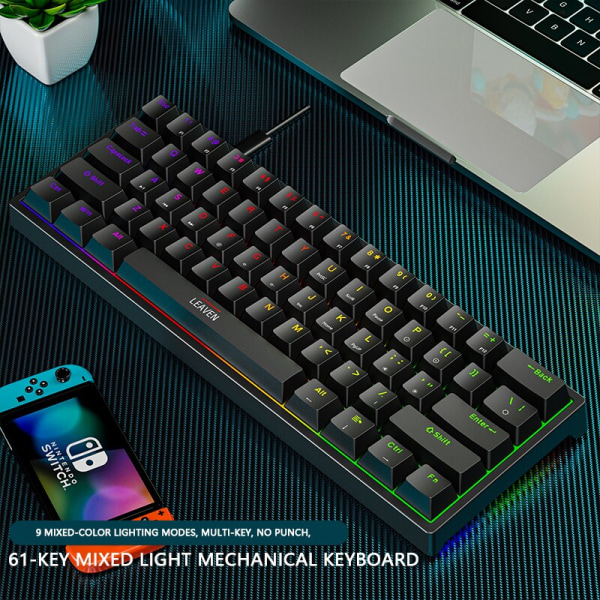 K620 Mini Peli Mekaaninen Näppäimistö 61 Näppäintä RGB Hot Swap Type-C Langallinen Peli Näppäimistö pink Blue Switch