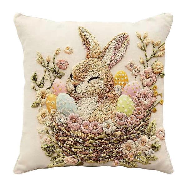 Easter Pillowcase 45x45 cm Rabbit Bunny Egg Decorative Pillows Happy Easter 1