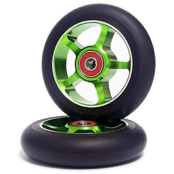 2 st 100 mm Ersättningshjul för Scooter med Lager Aluminium Slitstarka PU Scooterdelar Scoote