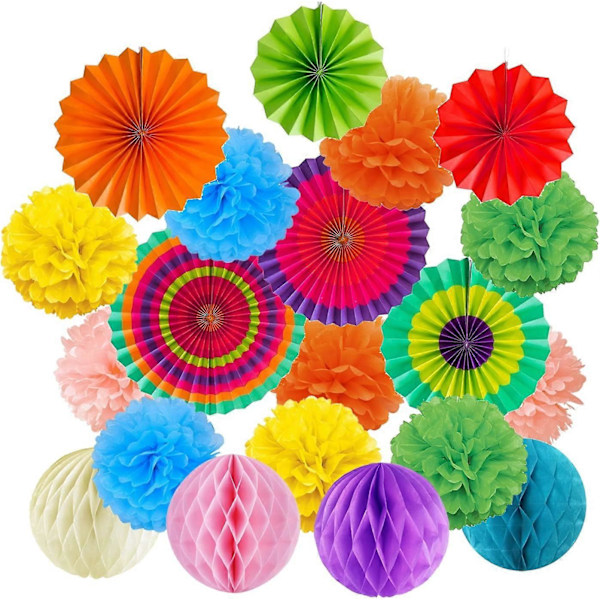 Papperspompom Fläktboll Honeycomb Rumsdekoration Bröllop Födelsedag Påsk Dop Födelsedag - Multicolor