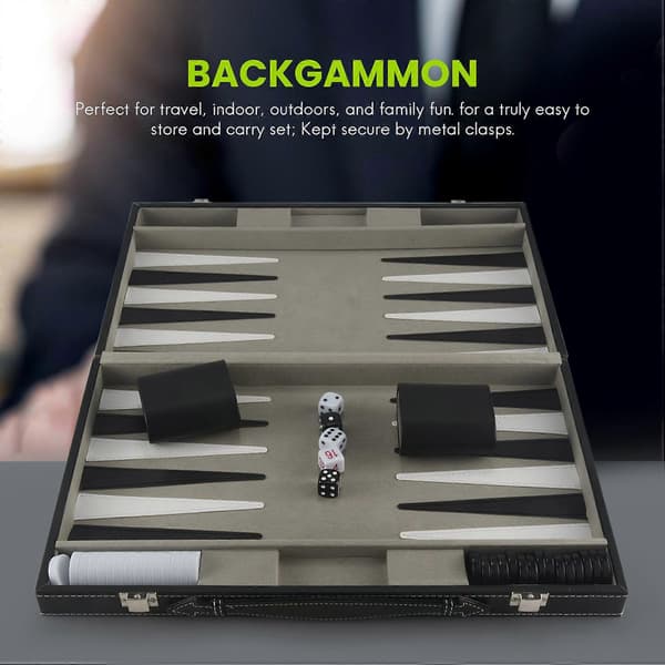 Backgammon Set - Klassiskt 37,5 cm Backgammon Set för Vuxna Brädspel för Antikt Backgammon Se