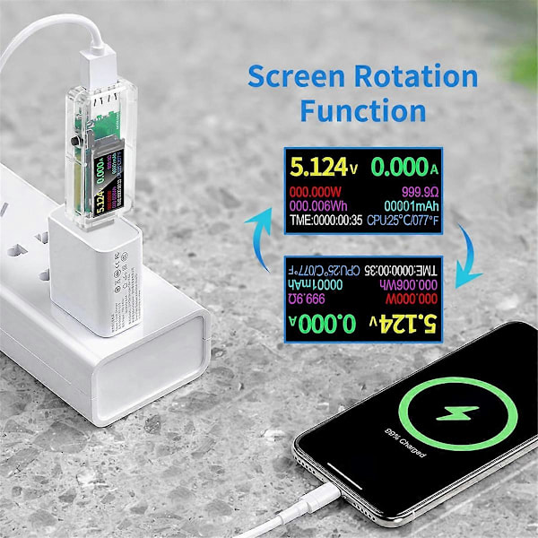 USB Tester USB Strømmåler, USB Multimeter 3.3-30V 0-5A Spænding Strøm Kapacitet Amp Volt Voltmeter