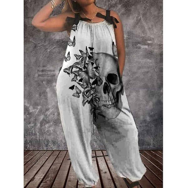 Halloween Flaggermus Gresskar Spøkelse Søtt Trykk Dame Jumpsuits Rompers Overaller Ett Stykke Lin Casual Jumpsuits For Kvinner style 9 L