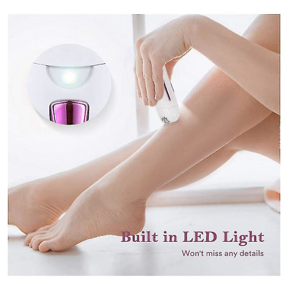 Epilator, Genopladelig epilator til kvinder, Ansigts-epilator til kvinder med LED-lys, Ansigts-epilator egnet til armhule, ansigt, bikini og ben (hvid)