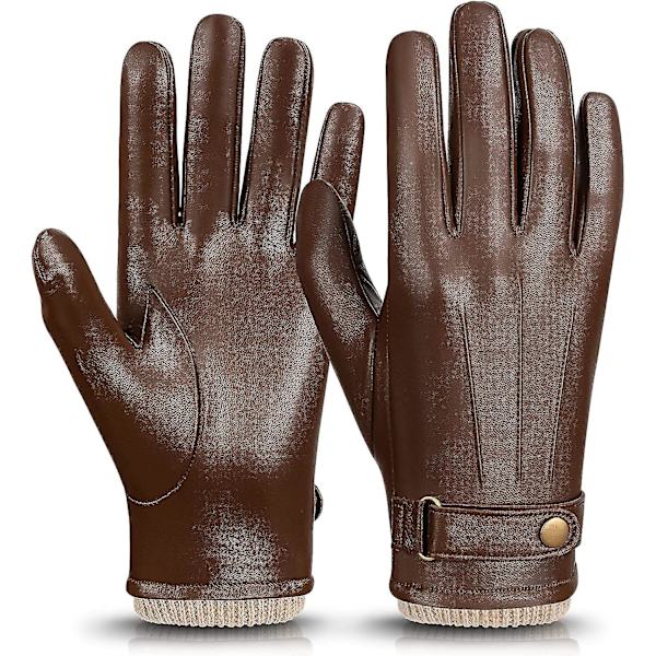 Herre Vinterhandsker Læder Varme Cashmere Touchscreen Handsker S