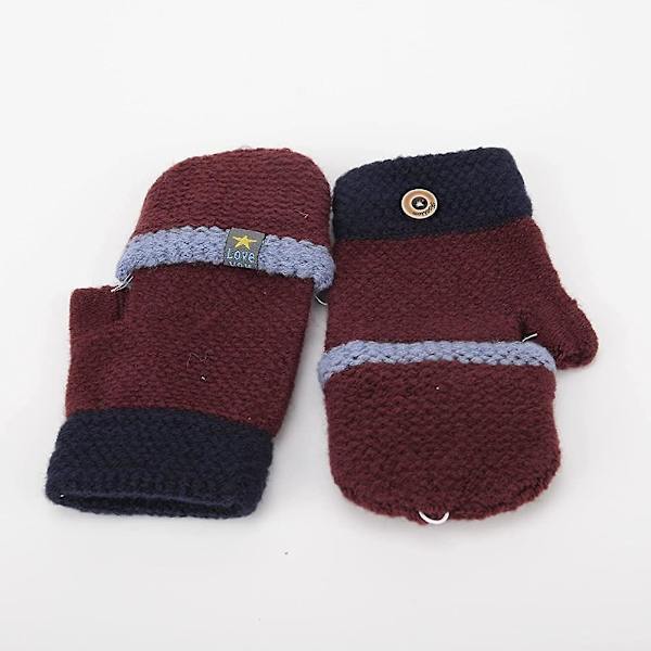 Stickade Halvfingerhandskar Unisex Varma Handskar För Flickor