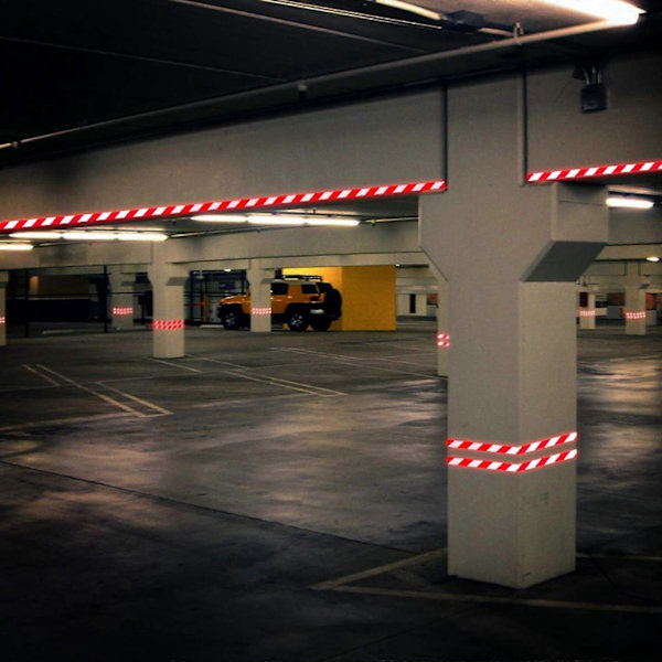 2 ruller selvklæbende, reflekterende sikkerhedstape til biler, rød og hvid kipervævet refleksbånd (3 m)