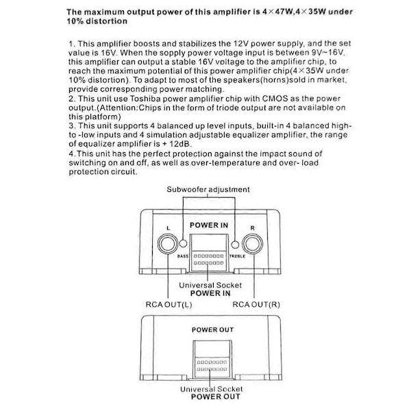 4-kanavainen autostereovahvistin, suuritehoinen vahvistinlaatikko