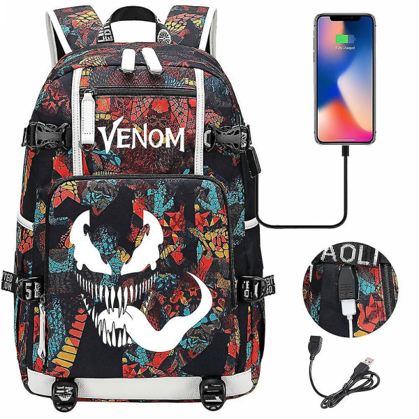 Venom Fashion Tryckt Usb Ungdoms Skolväska (2-114) Color-3