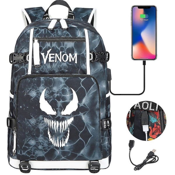 Venom Fashion Tryckt Usb Ungdom Skolväska (2-108) Color-13