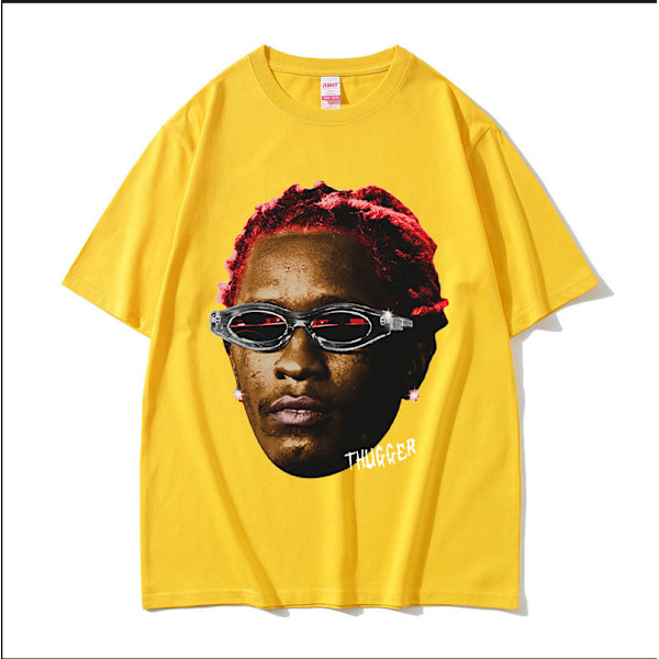 Rapper Young Thug Thugger Rød Vintage Grafik T-shirt Mænd Kvinder Hip Hop Street Tee Pink XL
