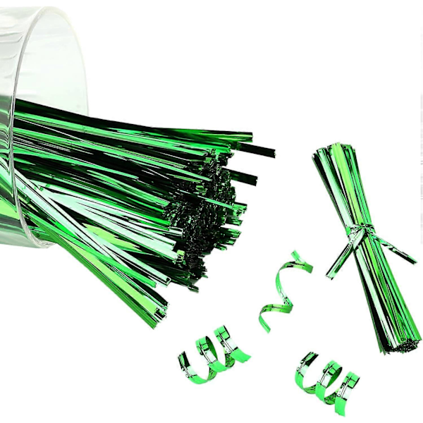 800 stk. 10 cm Metall Twist Ties, (Grønn) for Kaffeposer Godteposer Konfektkaker Festartikler Twist Ties, Julepynt