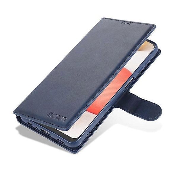 AZNS Læder Etui Kompatibel Med Samsung Galaxy A12 Wallet Mobiltelefon Beskyttelsescover Blue