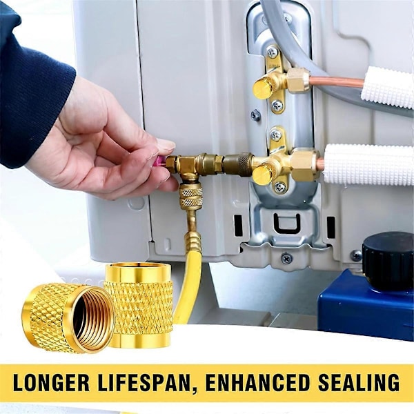50 st 1/4 tum mässingsflänsförslutning, solida mässingsförslutningar med neopren O-ringstätning, 1/4 tum SAE HVAC-ventil C
