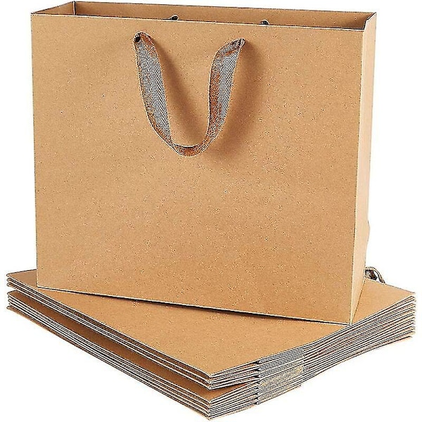 Ruskeat Kraft-paperikassit kahvoilla, 10 kpl - 32x11,5x28cm Kraft-kassi, lahjapaketointiin ja myyntitavaroille, Kraft-kassit, vähittäiskaupan kassit