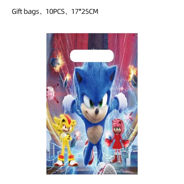 Uusi sarjakuva Sonic Juhlatarvikkeita Poikien syntymäpäiväjuhliin Kertakäyttöiset set Paperilautasella Kupit Lautasliinat Baby shower 10pcs Gift bag