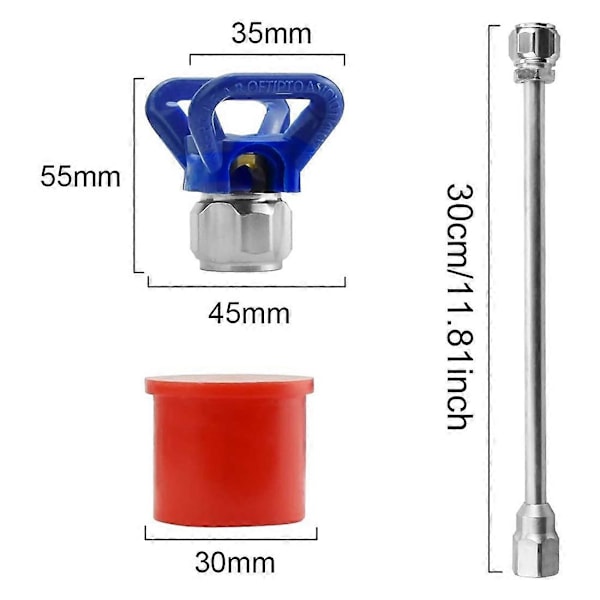 Jatkovarsi 30cm Airless-ruiskulle suuttimella, Airless-maalinruiskun jatkovarsi
