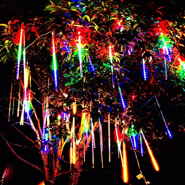 Utendørs LED Meteorregn Lys LED Gatekrans Eventyrlys Vanntett for Julefest Hage Feriedekorasjoner EU Plug - 30cm Multicolor