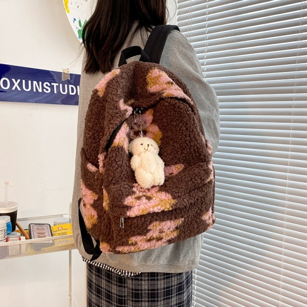 Söpö karhuprinttireppu lampaanvillasta Brown NO pendant