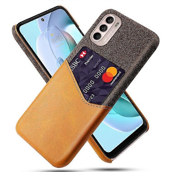 Kortholder Design Stof + PC + PU Læder Bagcover Stødsikkert Etui Kompatibelt til Motorola Moto G31 / G41 Orange