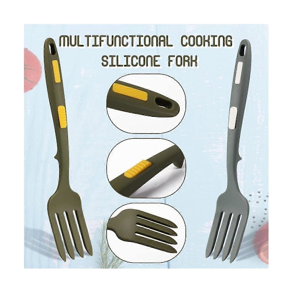 2 st Silikon Flexibla Gafflar, Silikon Matlagningsgaffel Värmebeständig, Multifunktionell Blandningsgaffel f