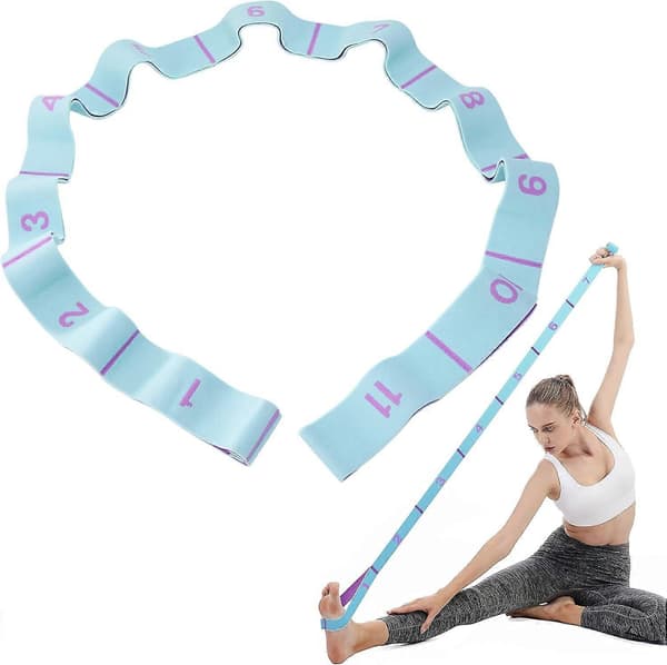 Yogastrop Træningsstrop, Elastisk Yogabælte Elastiske Træningsbånd med 11 Ringe til Pilates Træning
