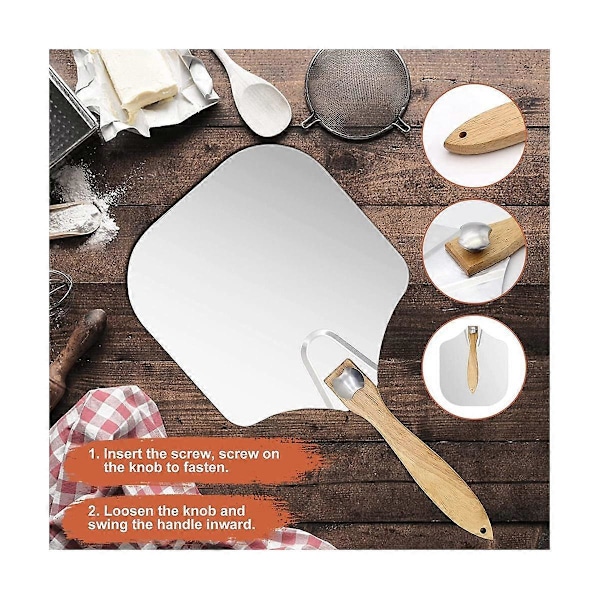 Pizzaspade 30 cm pizzaspade med foldbart træhåndtag nem opbevaring pizzaspade pizza vendespade P