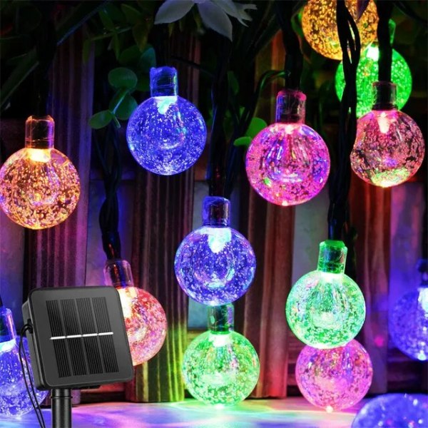 Aurinkokennovalot ulkokäyttöön 100 LED Kristallipallovalo 8 tilalla Vedenpitävät aurinkopuutarhavalot puutarhan joulukoristeluun 11M   60LED colourful