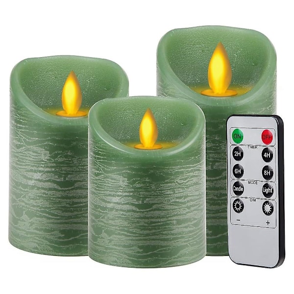 3 stk. LED Flakkende Flammelys, Med Timer Fjernbetjening, 7,5x10/12,5/15cm, Til Julehjem Dekoration Bryllup Kirke Fest Have, LED Elektro
