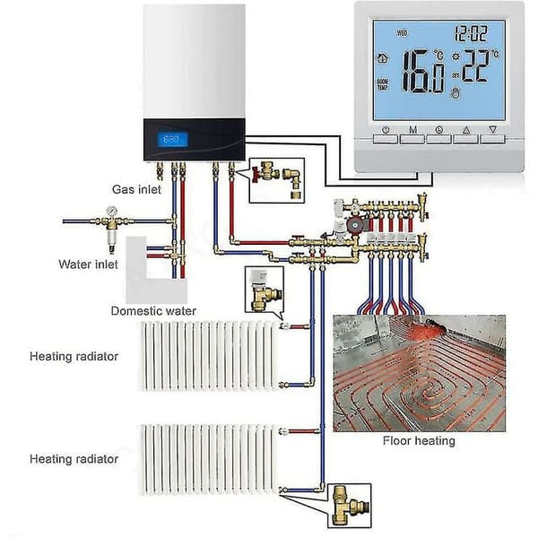 Digital Gaspanne Termostat 3a Veckoprogrammerbar Rumstemperaturregulator