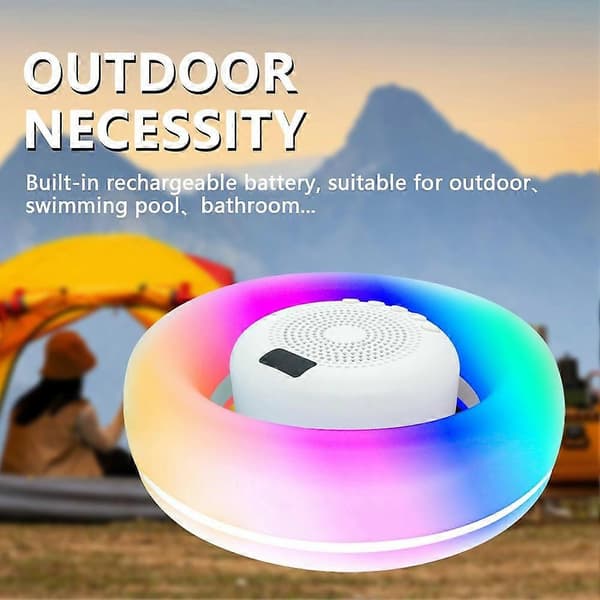 Kelluva Bluetooth-kaiutin valoilla - 8W langaton uima-allasjuhlaääni vedenpitävä White