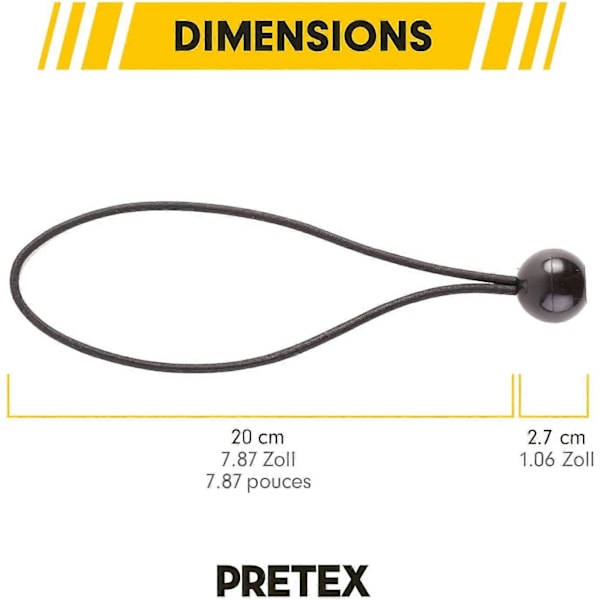 25 stk. elastiske snore med kugle - Elastisk snor ideel til telte, presenninger, tasker, pools, trampoliner og mere - 21 cm længde