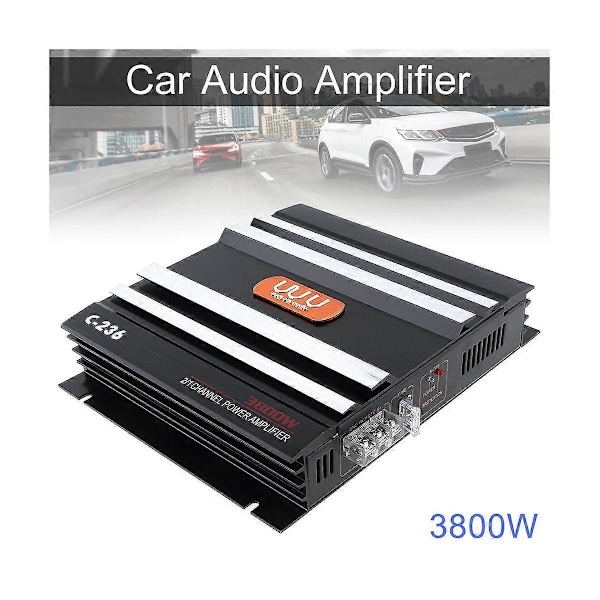 3800 W Bilförstärkare 2 Kanaler Svart Aluminiumlegering Högeffekts Bilstereo Ljudförstärkare för
