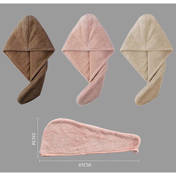3 Stk. Hårhåndklæde, Mikrofiber Hårtørringshåndklæder, Hurtigtørrende Turban Håndklæder, Super Absorberende Hårtørringshætte, Hårbadehåndklæde til Kvinder