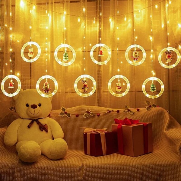 Joulupukin sarjakuvamallinnus LED värikkäät valonauhat joulukoristeet verhovalot ulkokäyttöön, joulukuusi Cold white C EU plug