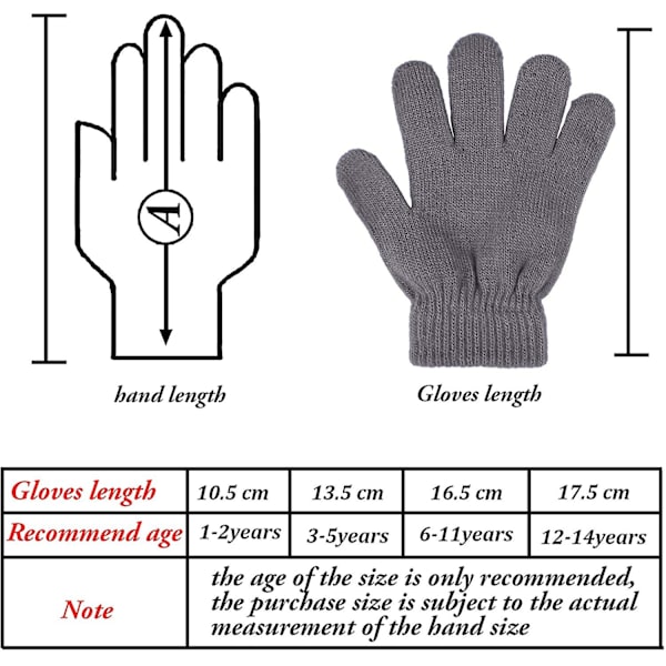 16 par Vinter Barn Varme Magiske Hansker Full Finger Elastiske Strikkede Hansker