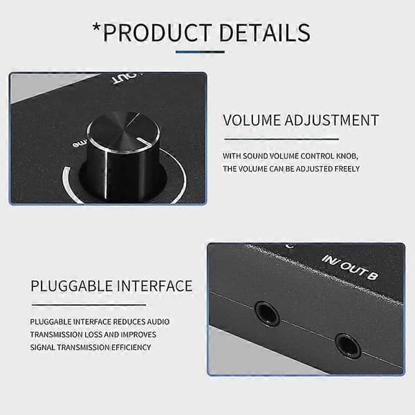 4 Port Audio Switch, 3.5mm Audio Switcher, Stereo AUX Audio Vælger, 4 Input 1 Output/1 Input 4 Output
