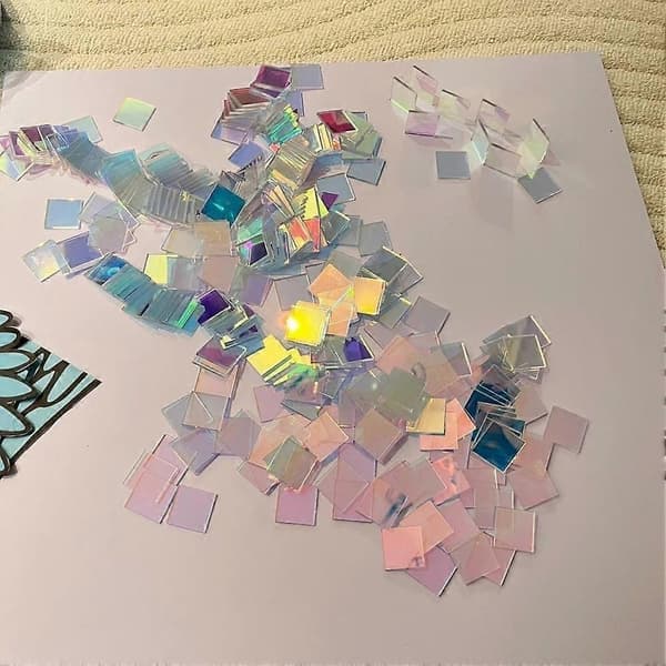 Iriserende akrylfliser Holografisk effekt Mosaikkdekor 3X3cm 300pcs