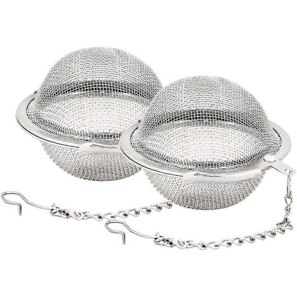 2 stk. te-kugler i rustfrit stålnet, 5,3 cm te-si, te-si-filtre, te-intervaldiffusor til te