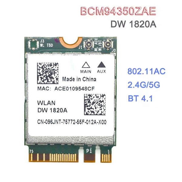 BCM94350ZAE DW1820A 802.11AC 867Mbps BCM94350 M.2 NGFF WiFi Langaton Verkkokortti BT4.1 2.4G/5G