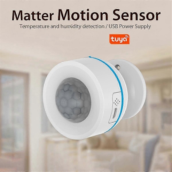 Trådløs Smart Bevægelsessensor med PIR Infrarød Detektion, Matter Thread Kompatibel, Virker med Alexa for Tuya