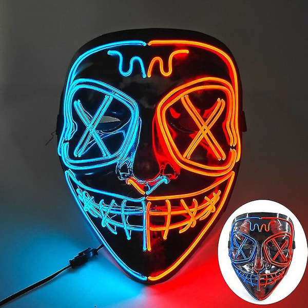 Halloween Neon LED Purge Maske Maskerade Party Masker Lysende I Mørket Morsomme Masker Cosplay Kostymeutstyr 9
